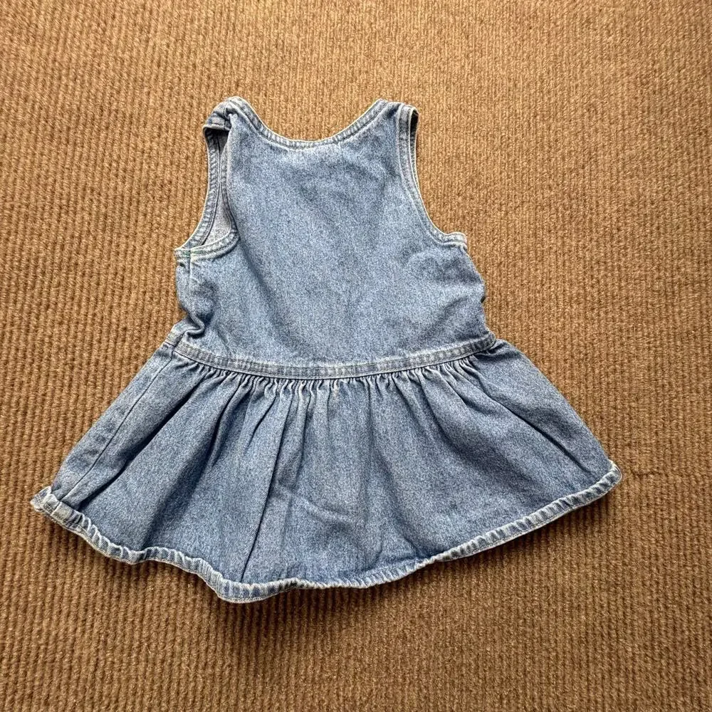 Vintage Baby B'Gosh Dress Denim Blue Jean Jumper Light Wash Buttons OshKosh 18m
